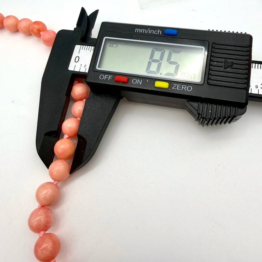 Vintage 56" Genuine Angel Skin Coral Necklace Hand Knotted 8.5mm Beads 124g - Picture 10 of 13